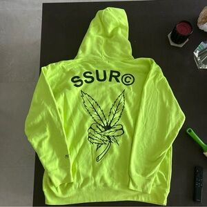 SSUR Marijuana Peace Goody Sweatshirt XXL Hi-Vis Yellow Cotton NY Neon Green